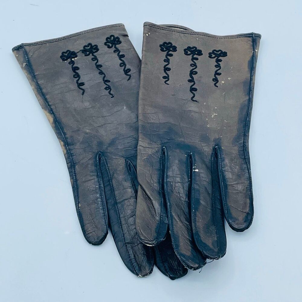 Ladies Vintage Real Kid Fancy Dress Gloves Made in West Germany Costume
